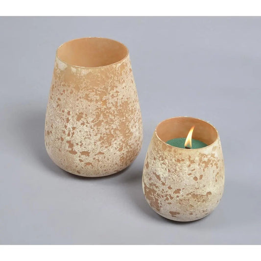 Abstract Orange Glass Votives (Set of 2)-0