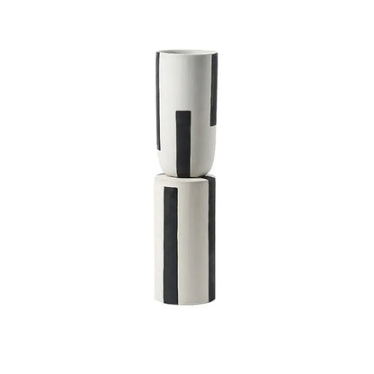 Minimalist Hand Painted Ceramic Vase With Vertical Lines Londecor