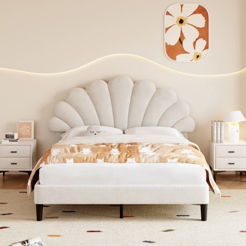 Luxe Beige Velvet Bed Frame