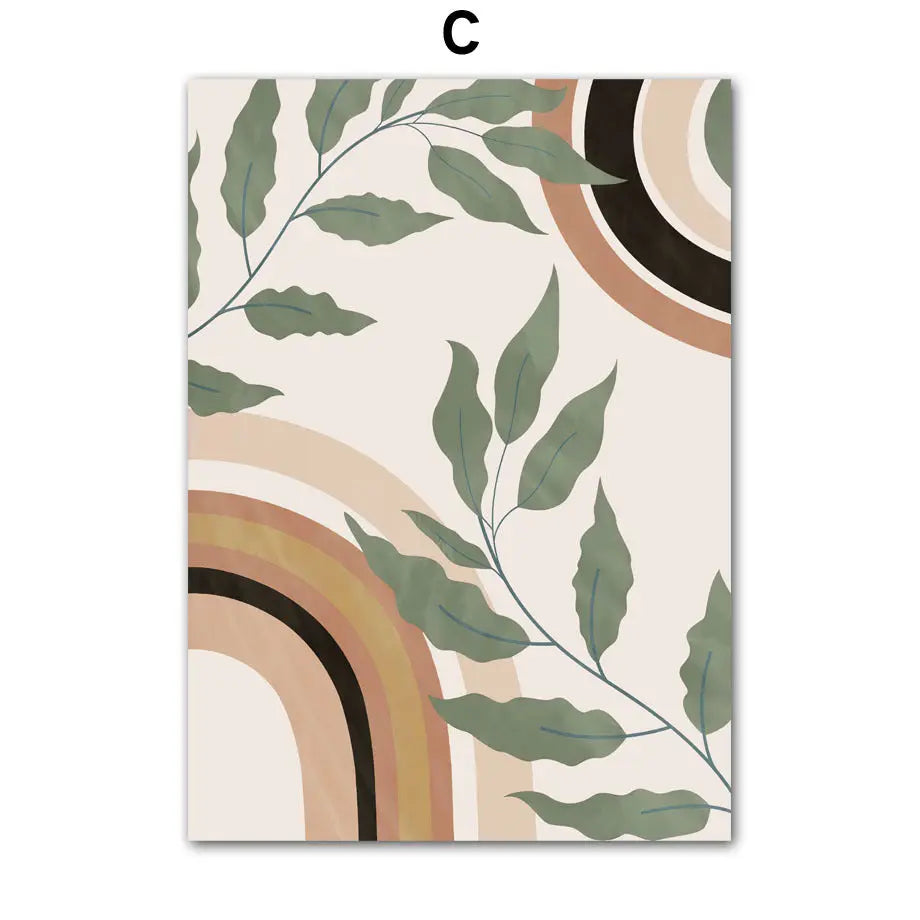 Green Geometric Green Leaf Bedroom Hanging Painting Living Room Canvas Decorative Londecor