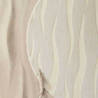 French Minimalist Living Room Round Rug