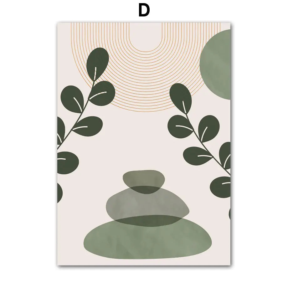 Green Geometric Green Leaf Bedroom Hanging Painting Living Room Canvas Decorative Londecor