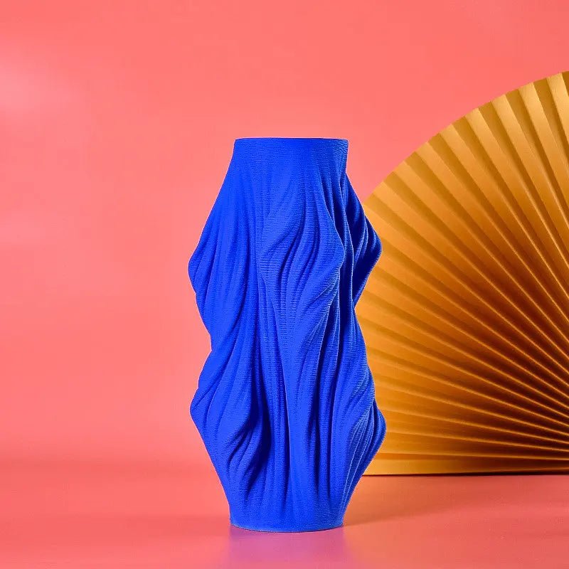 Abstract Minimalist Geometric Blue Ceramic Vase Floral Ornaments Londecor