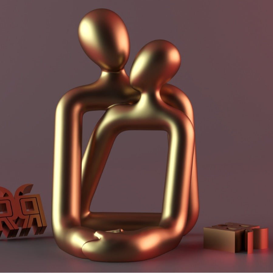 Loving Couple Statue - A Timeless Modern Home Decor Accent For Bookshelves, Office Desks, And Nightstands Valentine's Day Gift