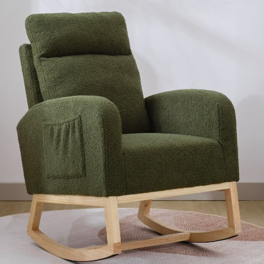 Beige Velvet Rocking Chair