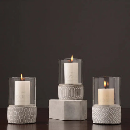 Country Cement Candlestick Decoration Living Room Model Londecor