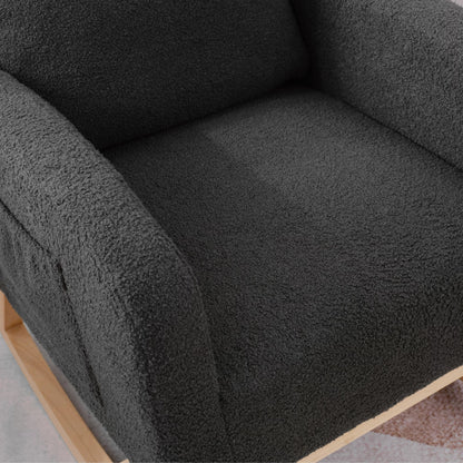 Beige Velvet Rocking Chair