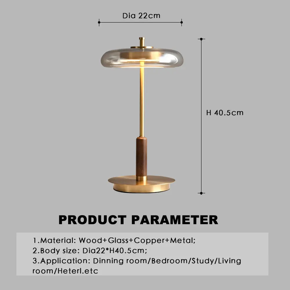 Creative Personality Brass Walnut Wood Living Room Bedroom Study Decorative Table Lamp Londecor