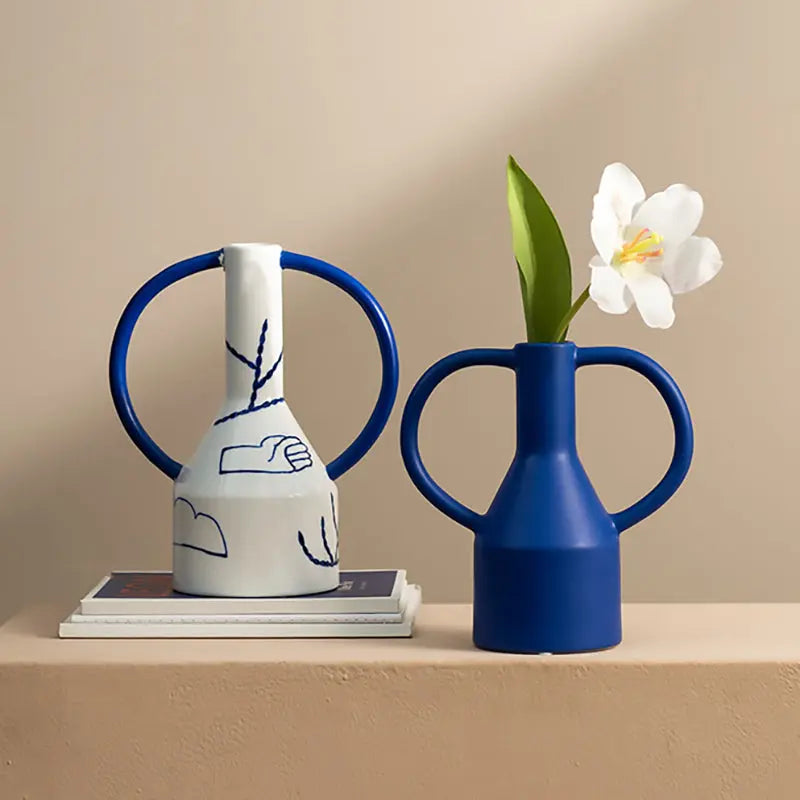 Klein Blue Creative Binaural Ceramic Decorative Vase Ornament Londecor