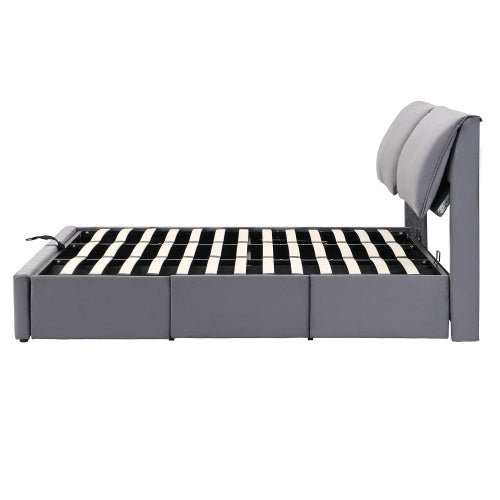 Storage Bed – Grey, Hydraulic, 3 Drawers