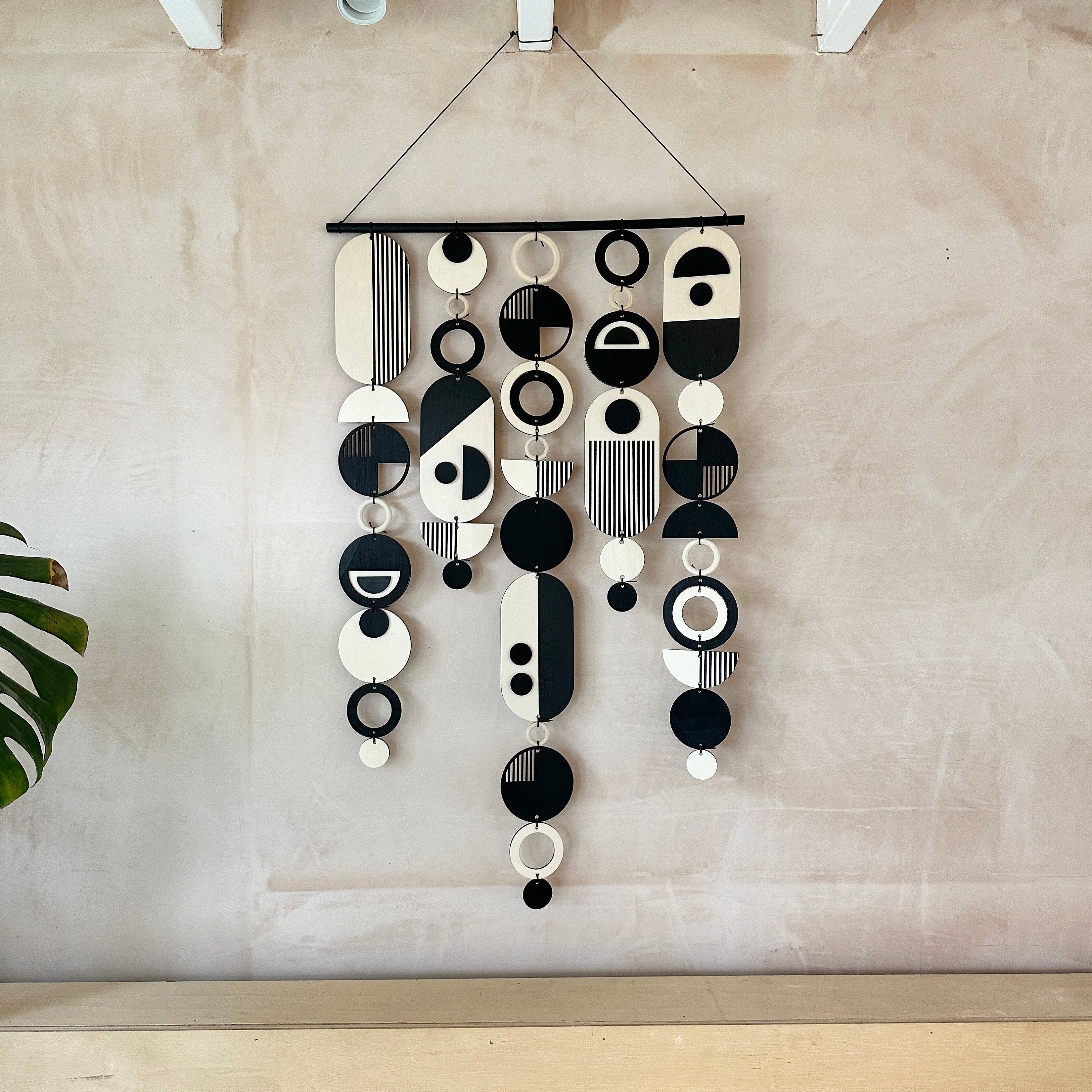 Handmade Modern Monochrome Wooden Wall Art - Home Decor Tapestry