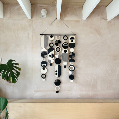 Handmade Modern Monochrome Wooden Wall Art - Home Decor Tapestry