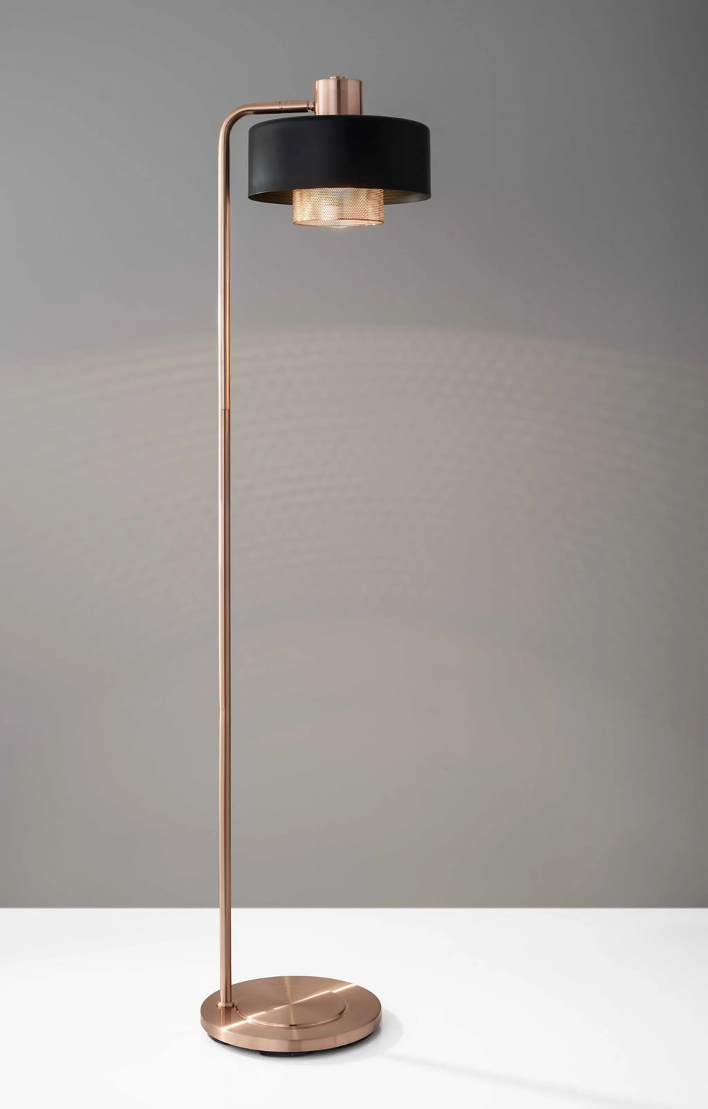 Copper Task Floor Lamp With Black Drum Shade Londecor