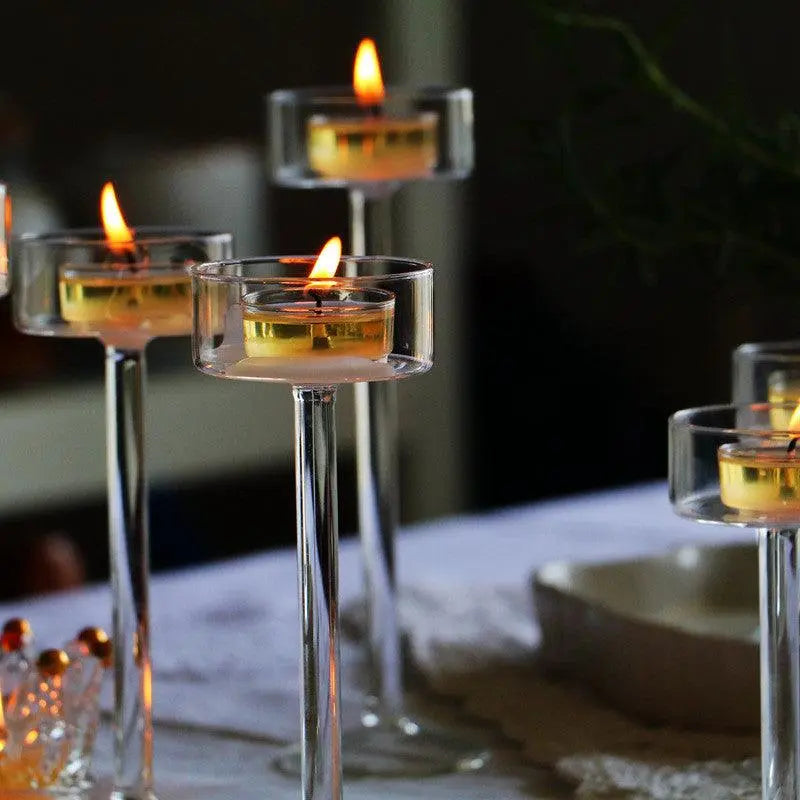 Simple Transparent Crystal Glass Candle Holder - Londecor