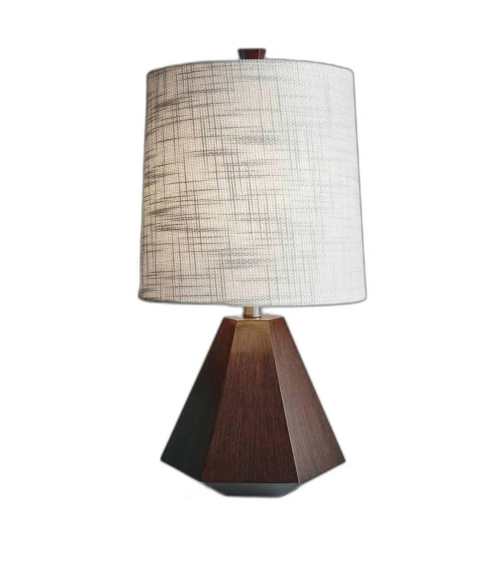 Walnut Wood Finish Geometric Base Table Lamp - Londecor