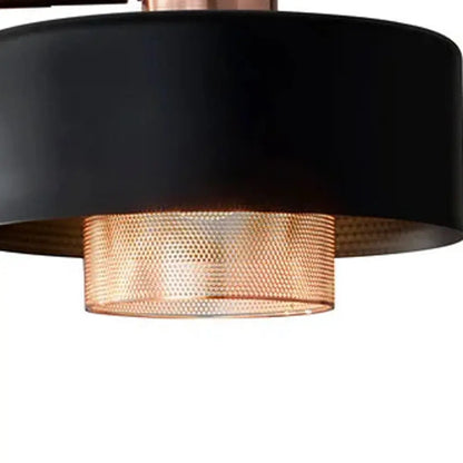 60" Copper Task Floor Lamp With Black Drum Shade-0