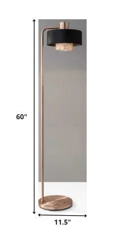 60" Copper Task Floor Lamp With Black Drum Shade-1