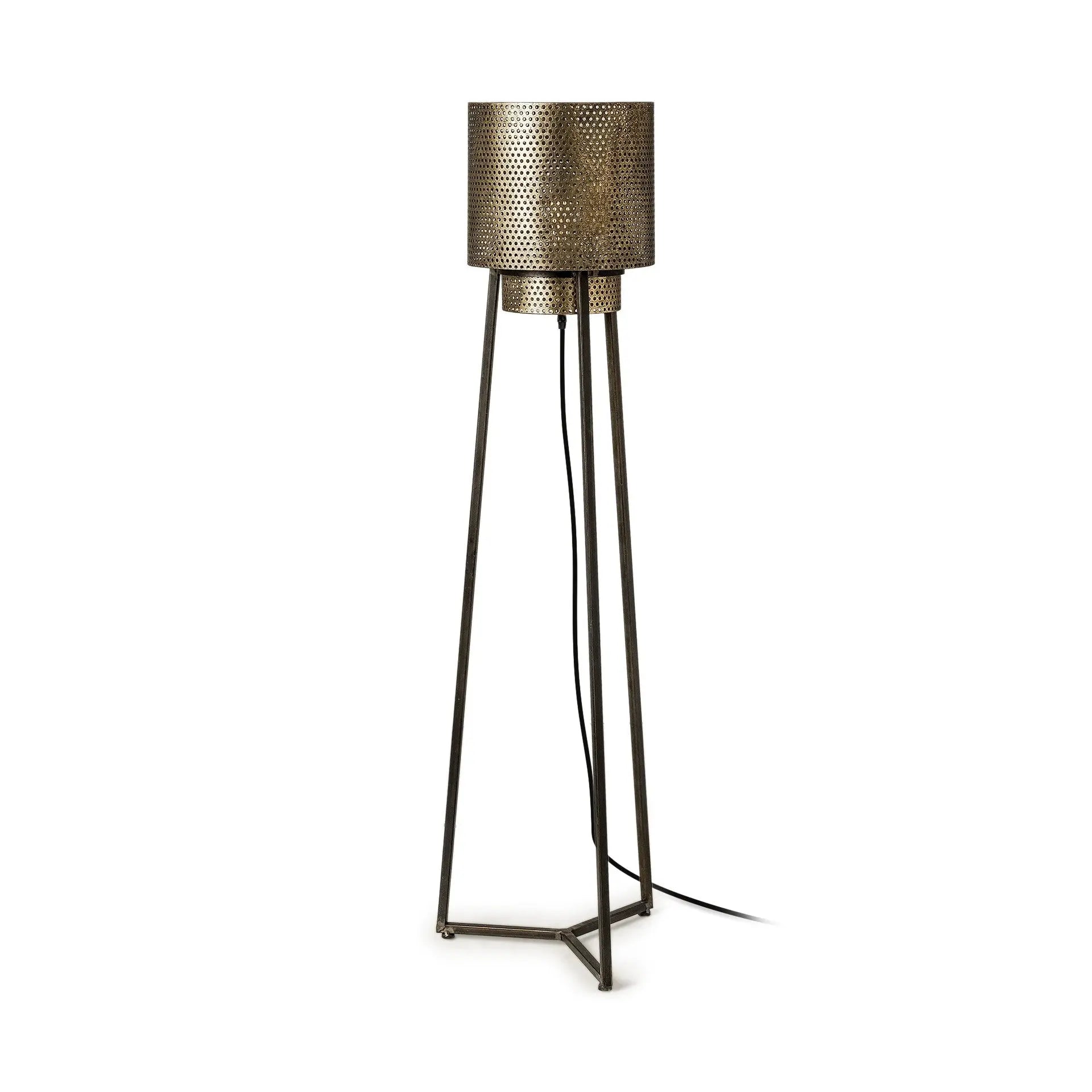 Gold Textured Tripod Floor Lamp-0