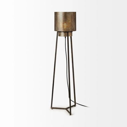 Gold Textured Tripod Floor Lamp-1
