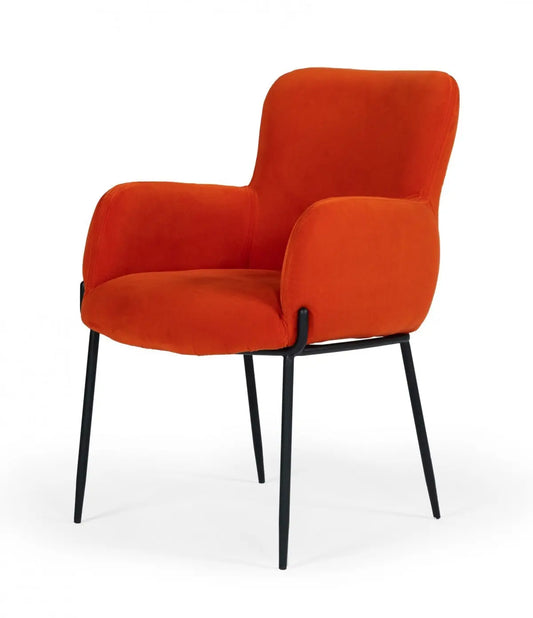 Orange Velvet Dining Chair-0