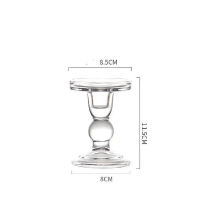 Glass Candle Holder Transparent Glass Set Candle Holder High Foot Crafts Wax Holder - Londecor