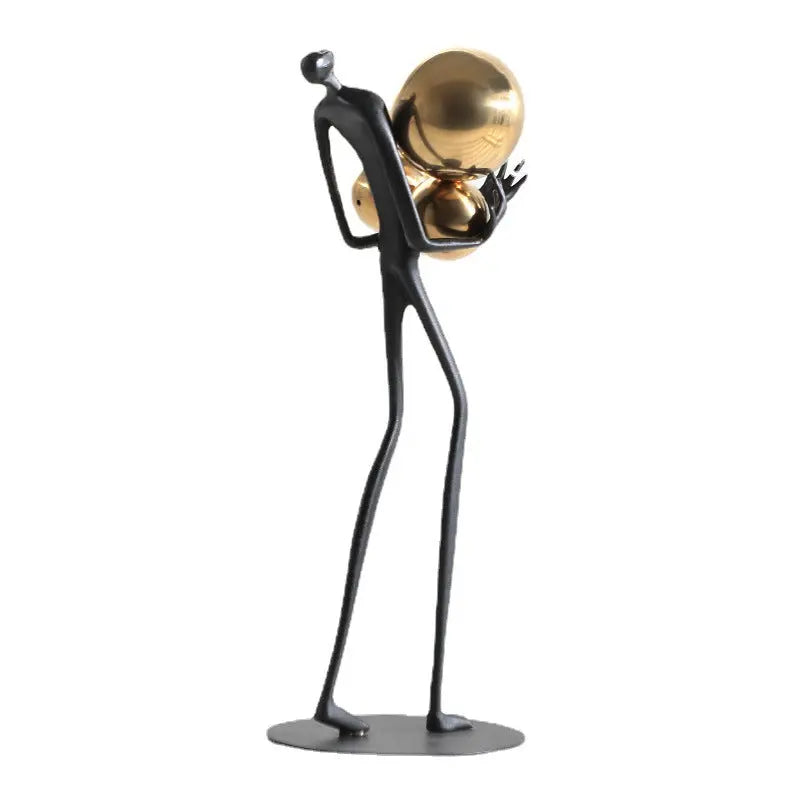 Modern Luxury Decoration Holding Ball Metal Figure Sculpture Londecor