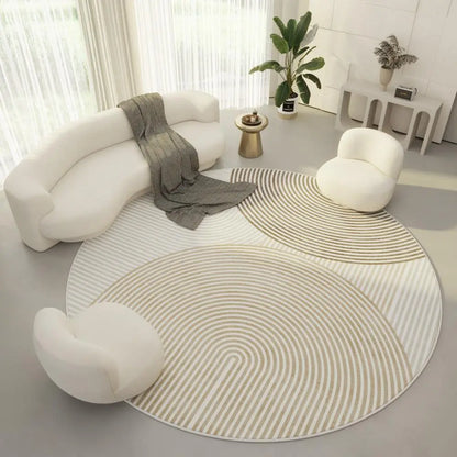 Cream Simple Round Carpet - Londecor