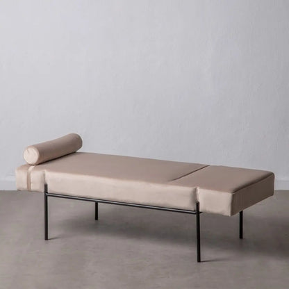 Sofá Chaise Longue 140 x 59 x 42 cm Bege Metal Madeira-1