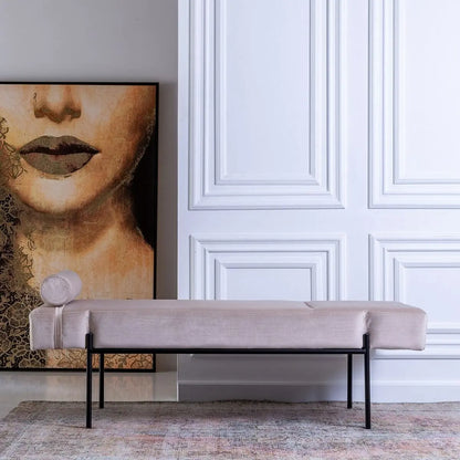 Sofá Chaise Longue 140 x 59 x 42 cm Bege Metal Madeira-8
