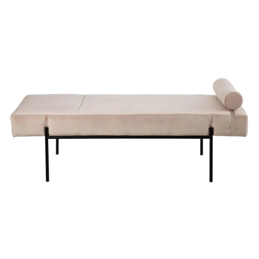 Sofá Chaise Longue 140 x 59 x 42 cm Bege Metal Madeira-0