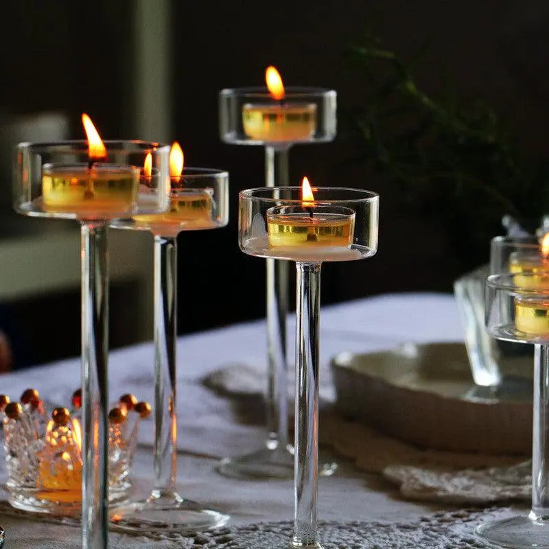 Simple Transparent Crystal Glass Candle Holder - Londecor