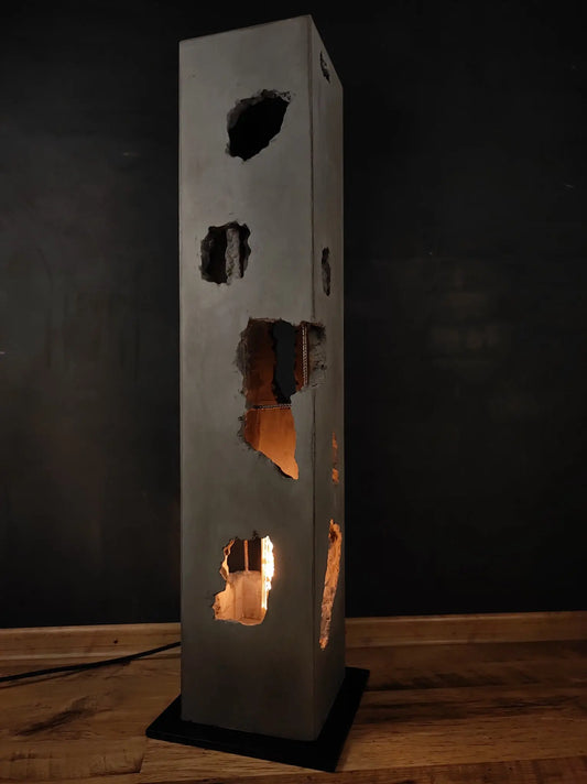 lampa stojąca loft, loft, oświetlenie loft, lampa z betonu, lampa betonowa
