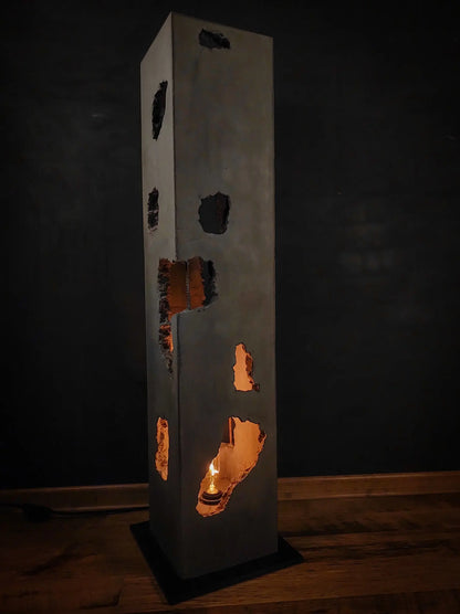 lampa stojąca loft, loft, oświetlenie loft, lampa z betonu