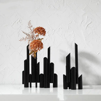 Simple Modern Creative Ornament Black Metal Flower Set Londecor