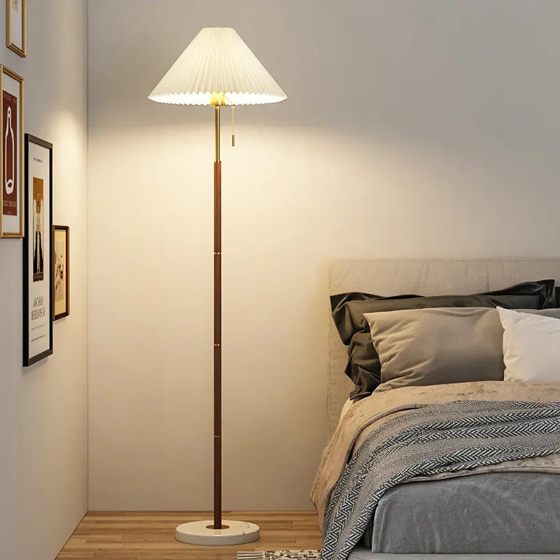 Light Luxury Wood Grain Simple Pleated Floor Lamp Londecor