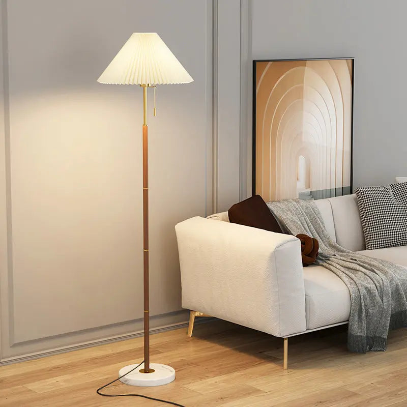 Light Luxury Wood Grain Simple Pleated Floor Lamp Londecor