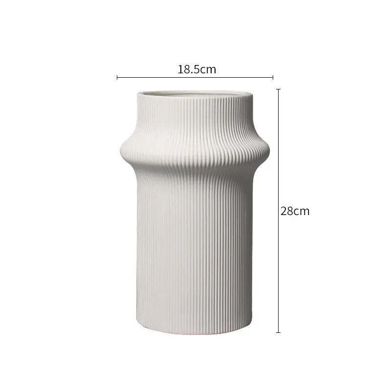 White Modern Simple Bamboo Ceramic Vase Ornaments Londecor