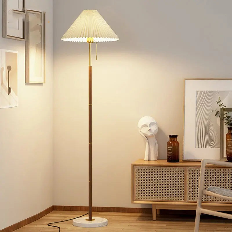 Light Luxury Wood Grain Simple Pleated Floor Lamp Londecor